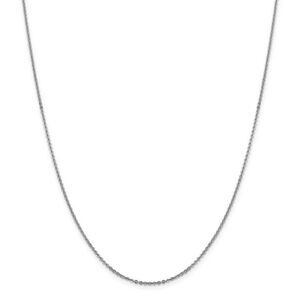 1.7mm 14k White Gold Solid Flat Cable Chain Necklace, 18 Inch